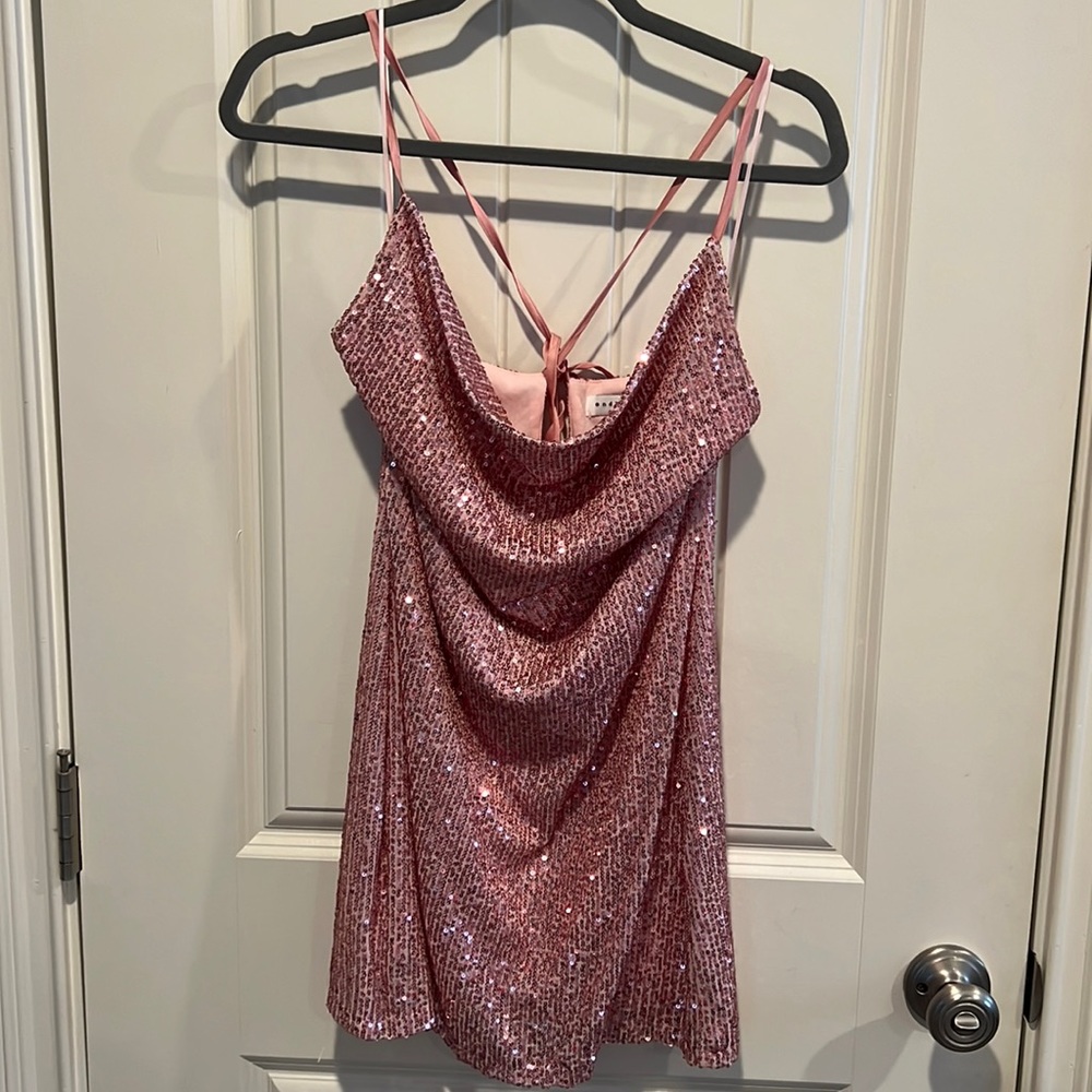 Pink glitter mini dress